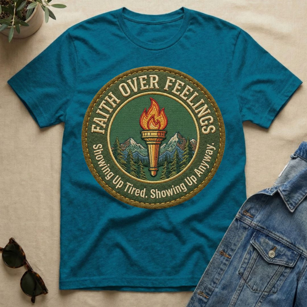 Faith Over Feelings Badge T-Shirt