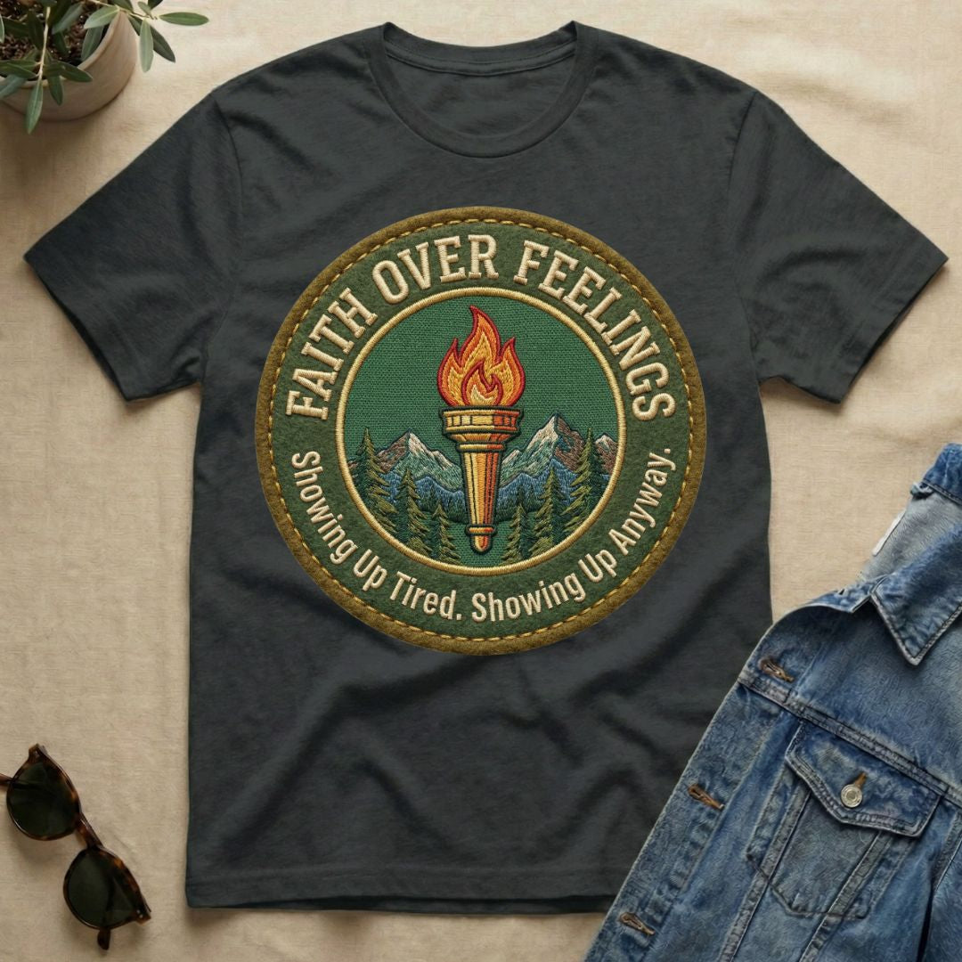 Faith Over Feelings Badge T-Shirt