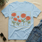 Flowers & Mercies In Stencil Design T-Shirt