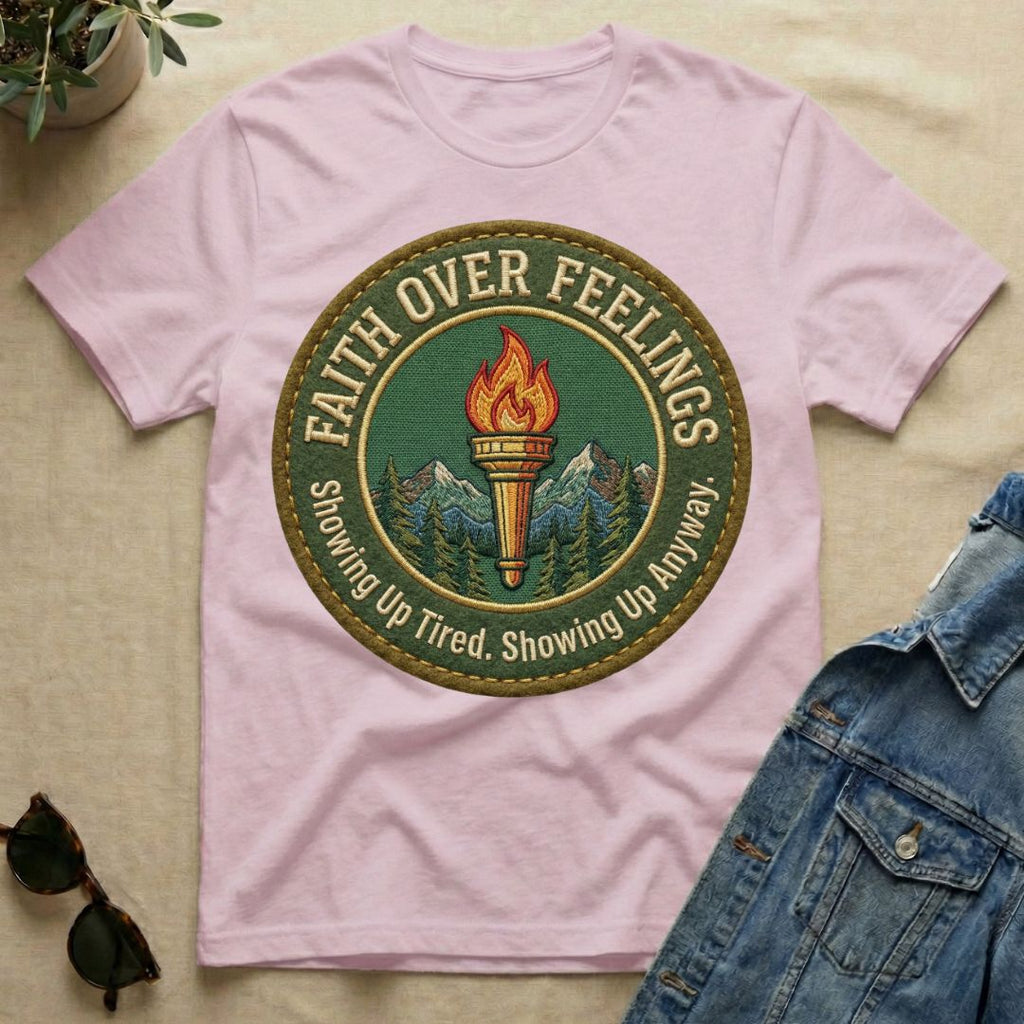 Faith Over Feelings Badge T-Shirt