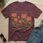 Flowers & Mercies In Stencil Design T-Shirt