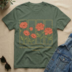 Flowers & Mercies In Stencil Design T-Shirt