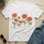 Flowers & Mercies In Stencil Design T-Shirt